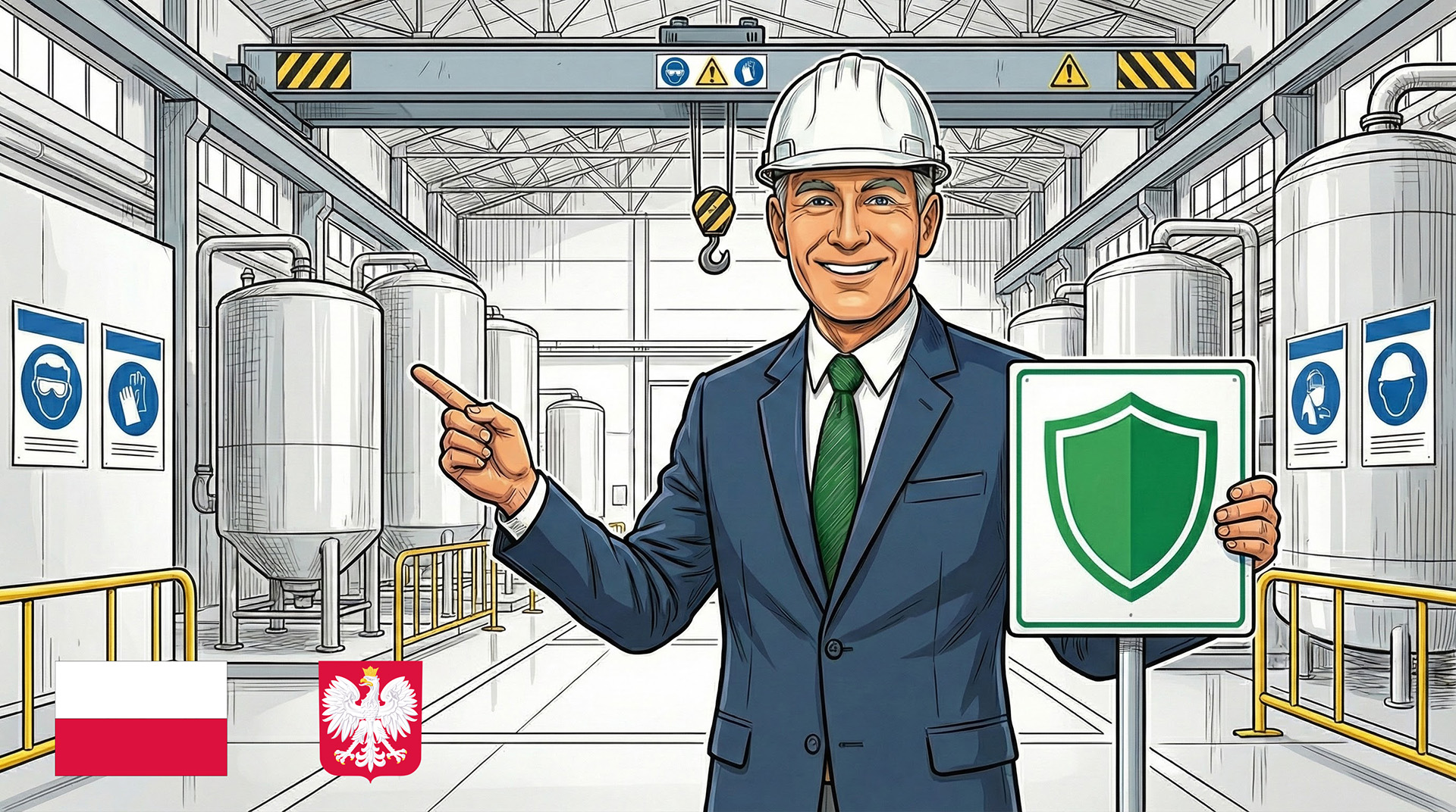 Pracownik w kasku ochronnym